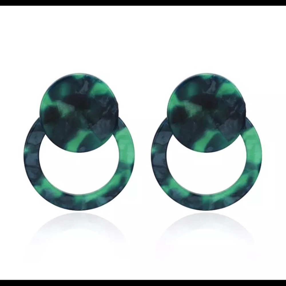 Green Acrylic around Earrings